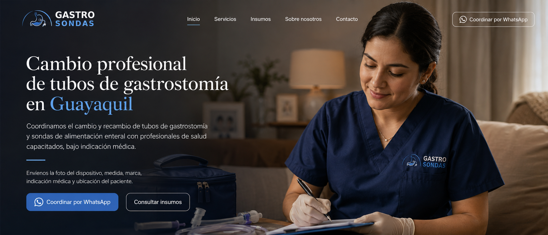 Cambio profesional de tubos de gastrostomía en Guayaquil con atención humana y coordinación por WhatsApp